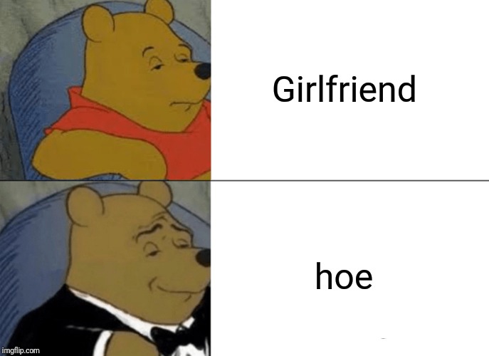 Tuxedo Winnie The Pooh | Girlfriend; hoe | image tagged in memes,tuxedo winnie the pooh | made w/ Imgflip meme maker