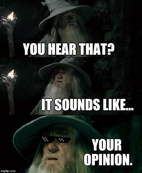 Confused Gandalf Meme | YOU HEAR THAT? IT SOUNDS LIKE... YOUR OPINION. | image tagged in memes,confused gandalf | made w/ Imgflip meme maker