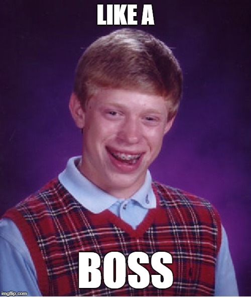 Bad Luck Brian Meme | LIKE A; BOSS | image tagged in memes,bad luck brian | made w/ Imgflip meme maker