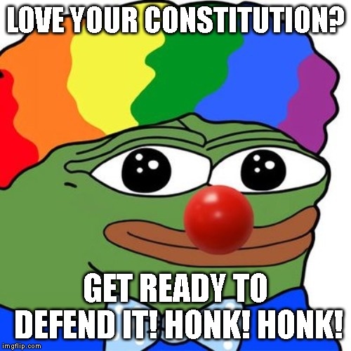 Honk Honkler | LOVE YOUR CONSTITUTION? GET READY TO DEFEND IT! HONK! HONK! | image tagged in honk honkler | made w/ Imgflip meme maker