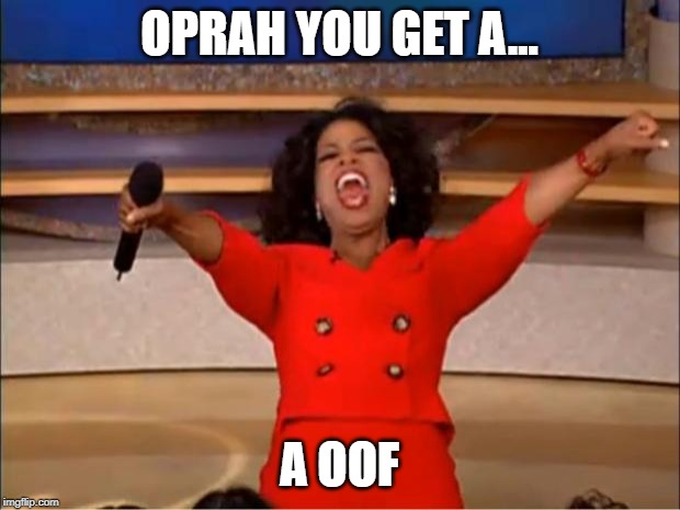 Oprah You Get A Meme | OPRAH YOU GET A... A OOF | image tagged in memes,oprah you get a | made w/ Imgflip meme maker