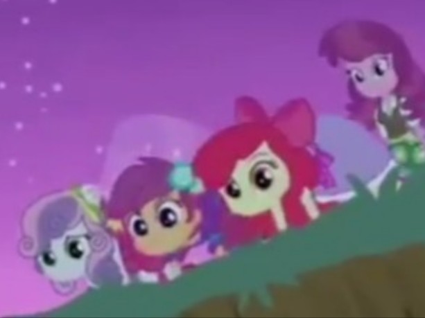High Quality The Cutie Mark Crusaders bowing down to Sunset Shimmer. Blank Meme Template