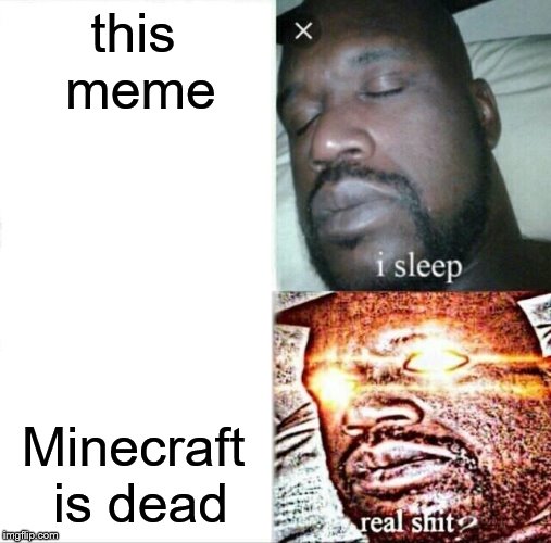 Sleeping Shaq Meme | this meme Minecraft is dead | image tagged in memes,sleeping shaq | made w/ Imgflip meme maker