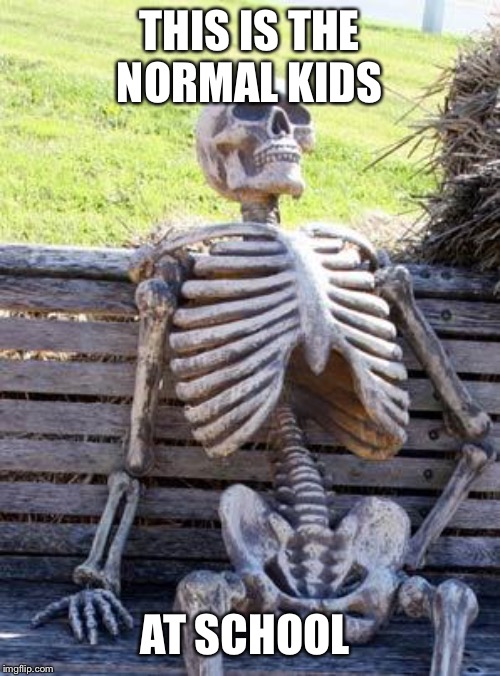 Waiting Skeleton Meme | THIS IS THE NORMAL KIDS AT SCHOOL | image tagged in memes,waiting skeleton | made w/ Imgflip meme maker