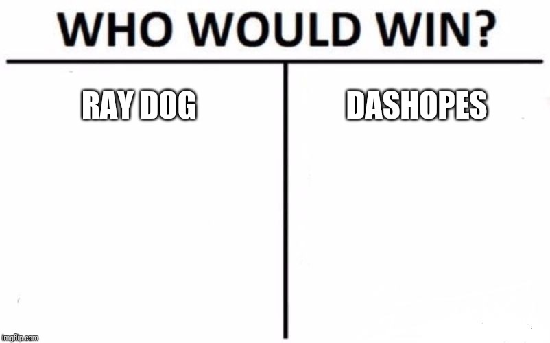 Who Would Win? Meme | RAY DOG; DASHOPES | image tagged in memes,who would win | made w/ Imgflip meme maker