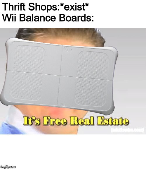 It's Free Real Estate | Thrift Shops:*exist*                       
Wii Balance Boards: | image tagged in it's free real estate | made w/ Imgflip meme maker