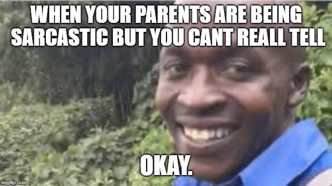 WHEN YOUR PARENTS ARE BEING SARCASTIC BUT YOU CANT REALL TELL; OKAY. | made w/ Imgflip meme maker