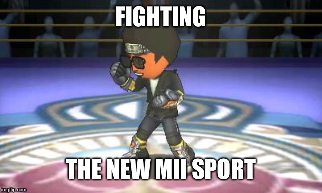 Super smash Bros Mii | FIGHTING THE NEW MII SPORT | image tagged in super smash bros mii | made w/ Imgflip meme maker