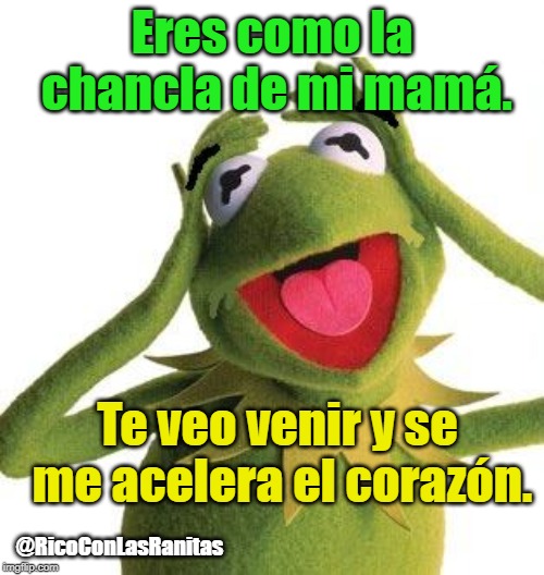 Eres como la chancla de mi mamá. Te veo venir y se me acelera el corazón. @RicoConLasRanitas | image tagged in scared kermit | made w/ Imgflip meme maker