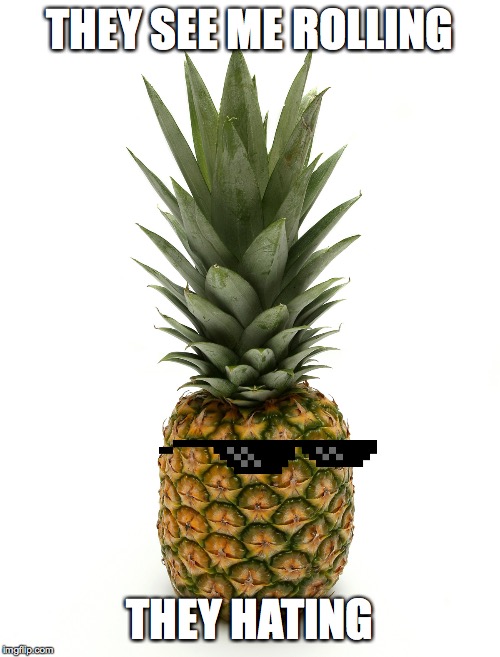 They see me Rolling | THEY SEE ME ROLLING; THEY HATING | image tagged in pineapple,shades | made w/ Imgflip meme maker