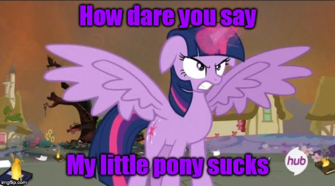 Princess Twilight Sparklew | How dare you say; My little pony sucks | image tagged in princess twilight sparklew | made w/ Imgflip meme maker