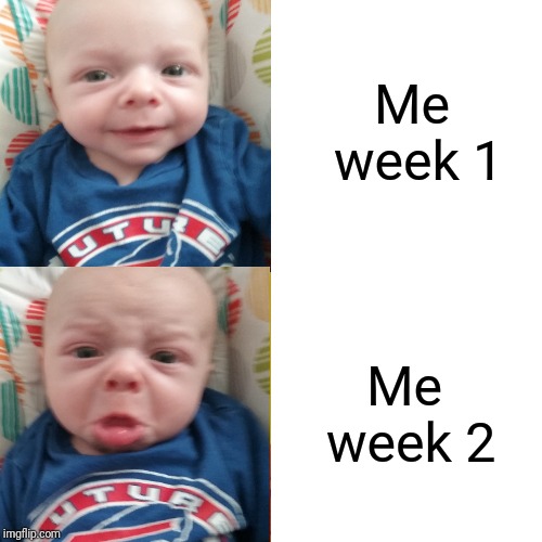 Baby Bills Fan | Me week 1; Me week 2 | image tagged in drake meme | made w/ Imgflip meme maker