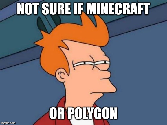 Futurama Fry Meme | NOT SURE IF MINECRAFT OR POLYGON | image tagged in memes,futurama fry | made w/ Imgflip meme maker