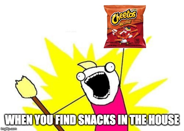 X All The Y | WHEN YOU FIND SNACKS IN THE HOUSE | image tagged in memes,x all the y | made w/ Imgflip meme maker