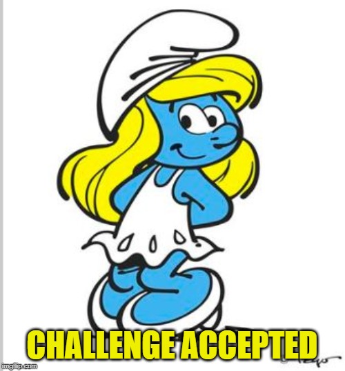 Smurfette Birthday | CHALLENGE ACCEPTED | image tagged in smurfette birthday | made w/ Imgflip meme maker