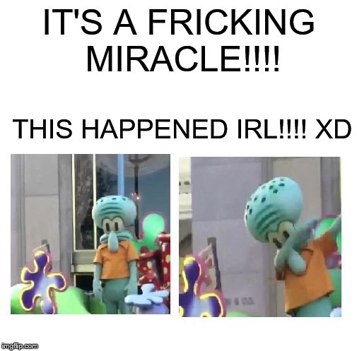 LOOK!!!! THIS ACTUALLY HAPPENED!!! | IT'S A FRICKING MIRACLE!!!! THIS HAPPENED IRL!!!! XD | image tagged in squidward dab,lol | made w/ Imgflip meme maker