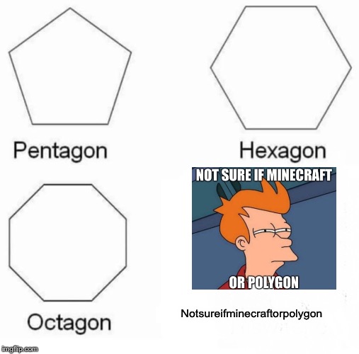 Pentagon Hexagon Octagon Meme | Notsureifminecraftorpolygon | image tagged in memes,pentagon hexagon octagon | made w/ Imgflip meme maker