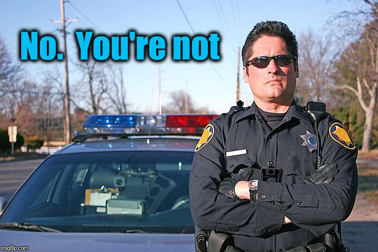 police | No.  You're not | image tagged in police | made w/ Imgflip meme maker