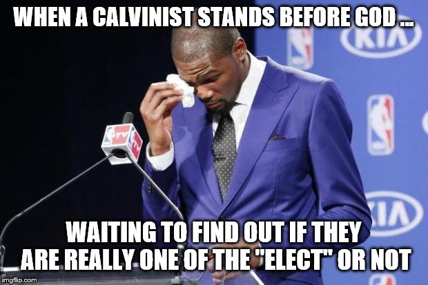 You The Real MVP 2 Meme | WHEN A CALVINIST STANDS BEFORE GOD ... WAITING TO FIND OUT IF THEY ARE REALLY ONE OF THE "ELECT" OR NOT | image tagged in memes,you the real mvp 2 | made w/ Imgflip meme maker