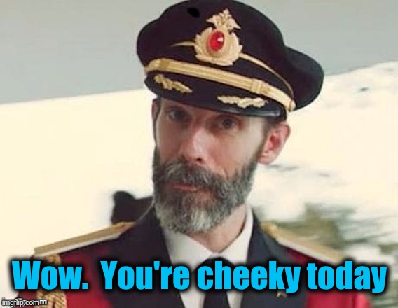 Captain Obvious | Wow.  You're cheeky today | image tagged in captain obvious | made w/ Imgflip meme maker