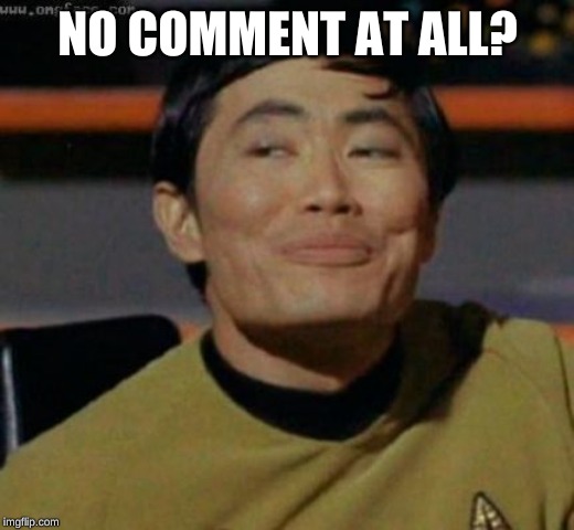 sulu | NO COMMENT AT ALL? | image tagged in sulu | made w/ Imgflip meme maker