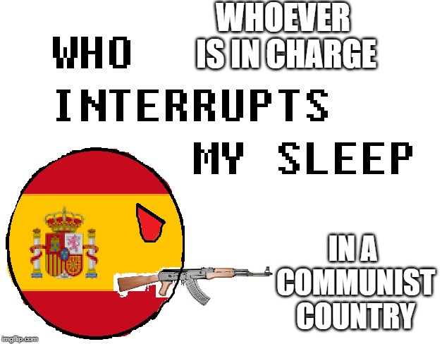 lol | WHOEVER IS IN CHARGE; IN A COMMUNIST COUNTRY | image tagged in who interrupts my sleep | made w/ Imgflip meme maker