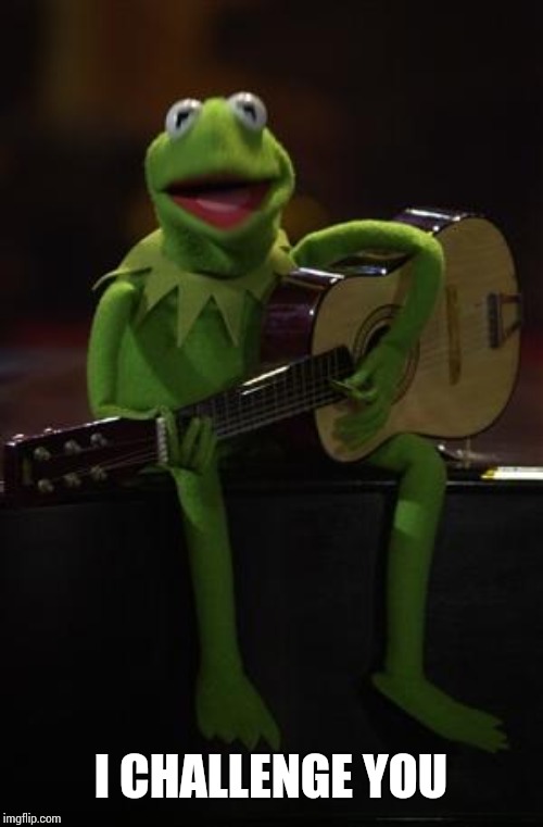 Kermit Guitar | I CHALLENGE YOU | image tagged in kermit guitar | made w/ Imgflip meme maker