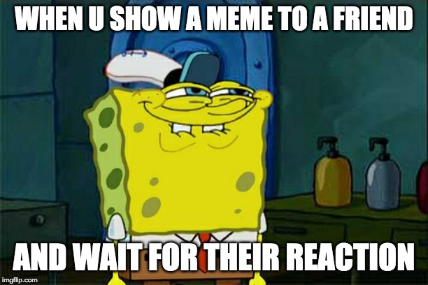 Don't You Squidward | WHEN U SHOW A MEME TO A FRIEND; AND WAIT FOR THEIR REACTION | image tagged in memes,dont you squidward | made w/ Imgflip meme maker