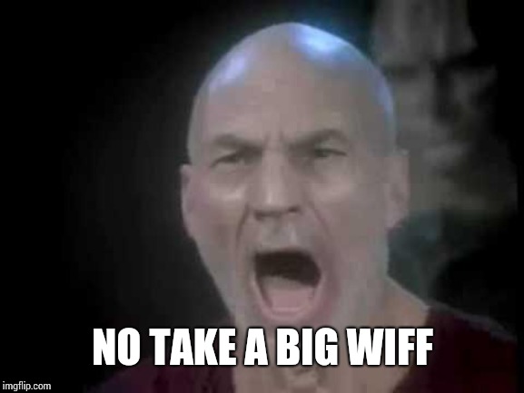 Picard Four Lights | NO TAKE A BIG WIFF | image tagged in picard four lights | made w/ Imgflip meme maker