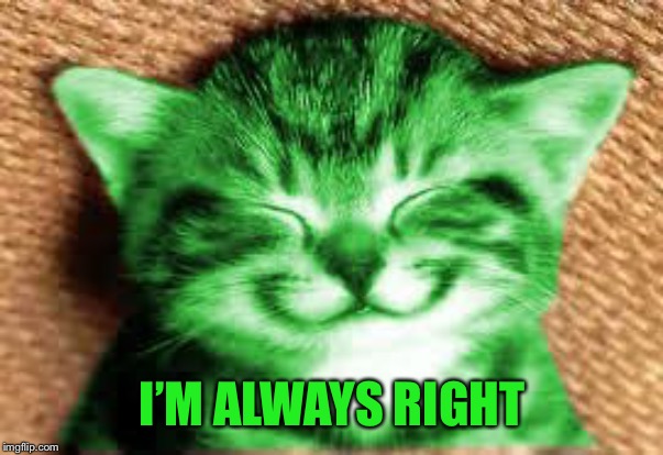 happy RayCat | I’M ALWAYS RIGHT | image tagged in happy raycat | made w/ Imgflip meme maker