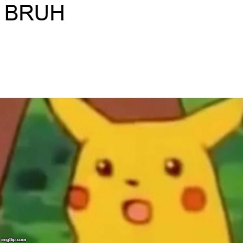 Surprised Pikachu | BRUH | image tagged in memes,surprised pikachu | made w/ Imgflip meme maker