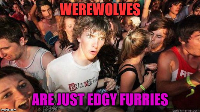 OWO | WEREWOLVES; ARE JUST EDGY FURRIES | image tagged in sudden realization | made w/ Imgflip meme maker