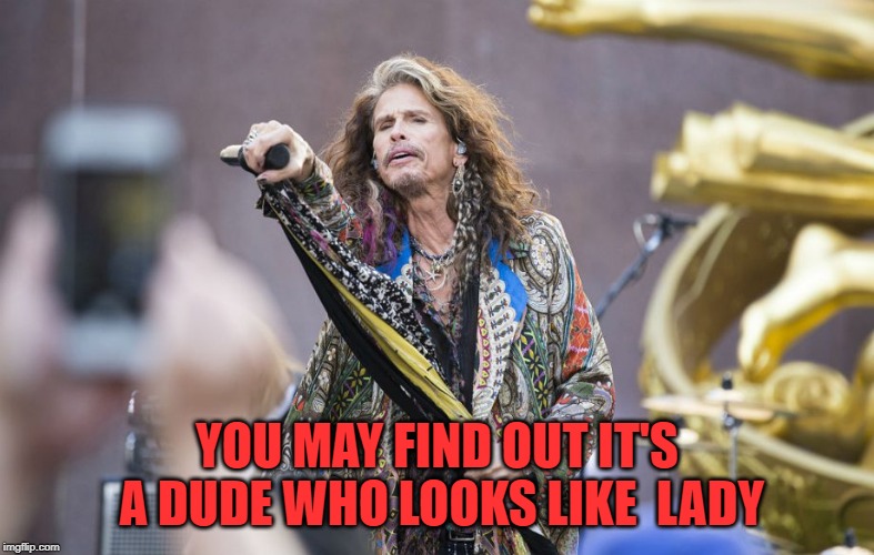 aerosmith | YOU MAY FIND OUT IT'S A DUDE WHO LOOKS LIKE  LADY | image tagged in aerosmith | made w/ Imgflip meme maker