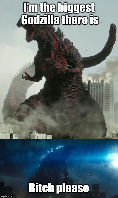 Godzilla | I'm the biggest Godzilla there is; Bitch please | image tagged in bitch please,godzilla | made w/ Imgflip meme maker