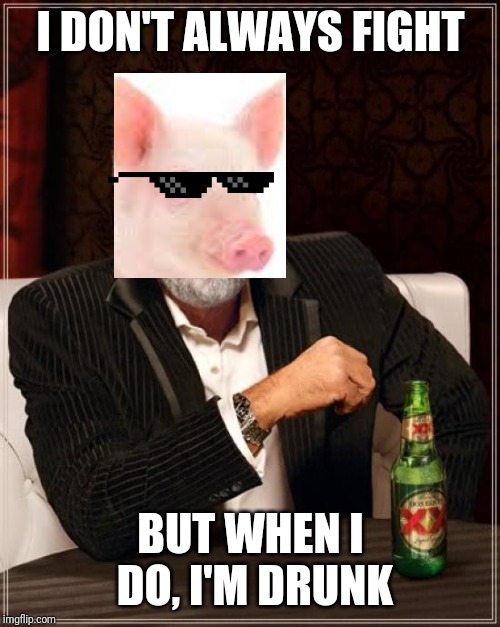 The Most Interesting Man In The World Meme | I DON'T ALWAYS FIGHT BUT WHEN I DO, I'M DRUNK | image tagged in memes,the most interesting man in the world | made w/ Imgflip meme maker