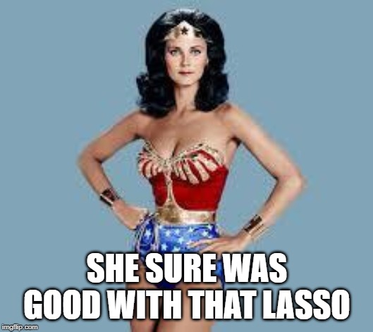 WonderWoman | SHE SURE WAS GOOD WITH THAT LASSO | image tagged in wonderwoman | made w/ Imgflip meme maker