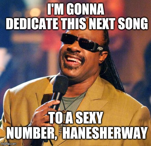Stevie Wonder Solar Eclipse | I'M GONNA DEDICATE THIS NEXT SONG TO A SEXY NUMBER,  HANESHERWAY | image tagged in stevie wonder solar eclipse | made w/ Imgflip meme maker