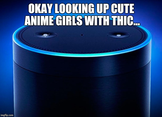 Alexa | OKAY LOOKING UP CUTE ANIME GIRLS WITH THIC... | image tagged in alexa | made w/ Imgflip meme maker