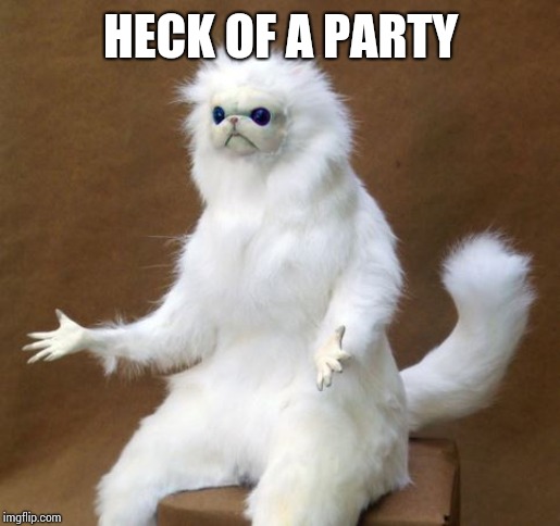 What the Heck Cat | HECK OF A PARTY | image tagged in what the heck cat | made w/ Imgflip meme maker