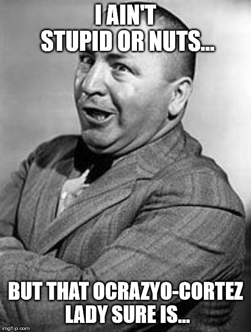 CURLEY Meme | I AIN'T STUPID OR NUTS... BUT THAT OCRAZYO-CORTEZ LADY SURE IS... | image tagged in memes,curley | made w/ Imgflip meme maker