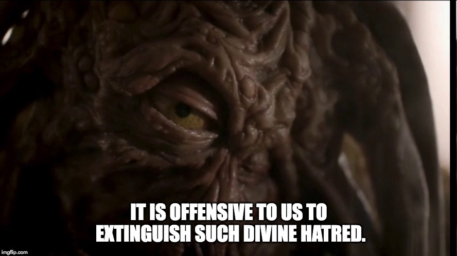 It is offensive to us | IT IS OFFENSIVE TO US TO EXTINGUISH SUCH DIVINE HATRED. | image tagged in doctor who | made w/ Imgflip meme maker