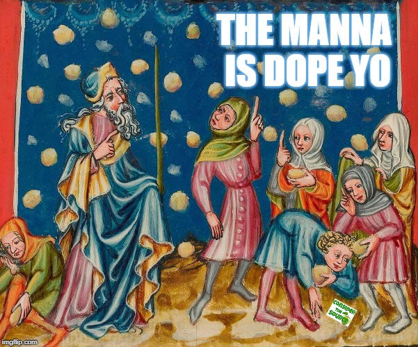 THE MANNA IS DOPE YO | image tagged in consider the source,manna | made w/ Imgflip meme maker