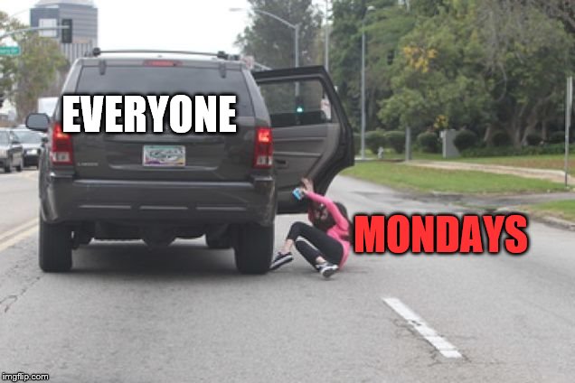 Kicked Out of Car | EVERYONE MONDAYS | image tagged in kicked out of car | made w/ Imgflip meme maker