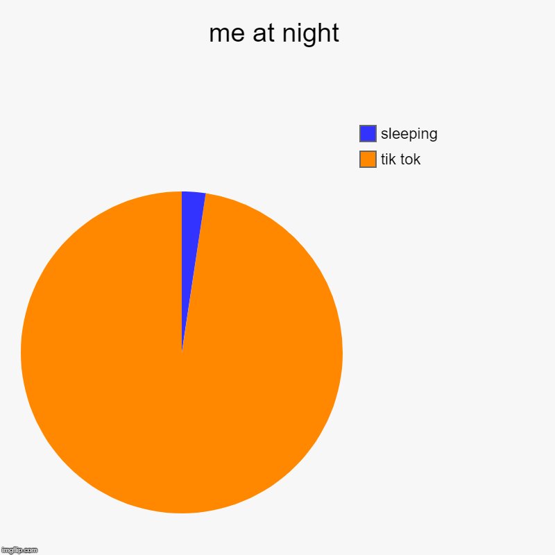me at night | tik tok, sleeping | image tagged in charts,pie charts | made w/ Imgflip chart maker