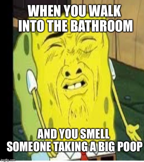 Spongebob | WHEN YOU WALK INTO THE BATHROOM; AND YOU SMELL SOMEONE TAKING A BIG POOP | image tagged in funny memes | made w/ Imgflip meme maker