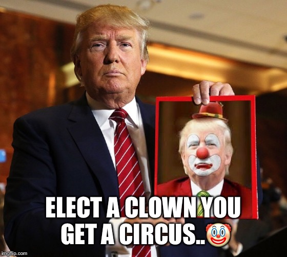 Clown Donald | ELECT A CLOWN
YOU GET A CIRCUS..🤡 | image tagged in donald trump,donald trump the clown,scary clown,clown,trump administration | made w/ Imgflip meme maker