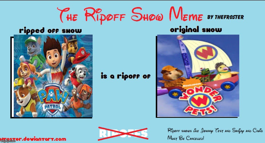 Ripoff Show Meme | image tagged in ripoff,paw patrol,wonder pets | made w/ Imgflip meme maker
