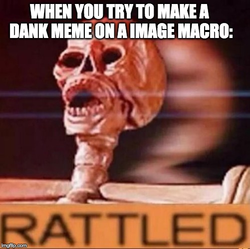 RATTLED | WHEN YOU TRY TO MAKE A DANK MEME ON A IMAGE MACRO: | image tagged in rattled | made w/ Imgflip meme maker