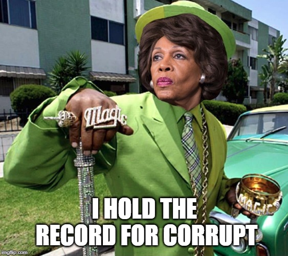 Maxine Waters Poverty Pimp | I HOLD THE RECORD FOR CORRUPT | image tagged in maxine waters poverty pimp | made w/ Imgflip meme maker