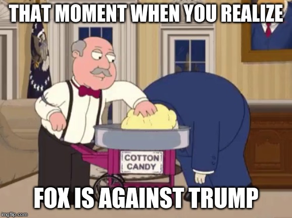 Fox vs Trump | THAT MOMENT WHEN YOU REALIZE; FOX IS AGAINST TRUMP | image tagged in family guy,donald trump | made w/ Imgflip meme maker
